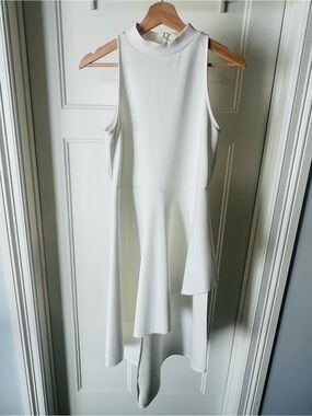 New York & Company White Sleeveless Asymmetrical Hem Dress